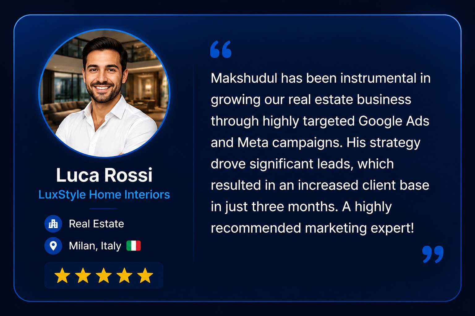 Luca Rossi testimonial